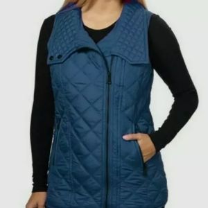 Quilted Vest Blue Full Zip